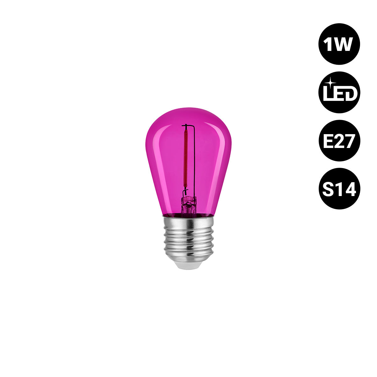 Bombilla LED Filamento - S14 E27 - 1W - Cristal de colores