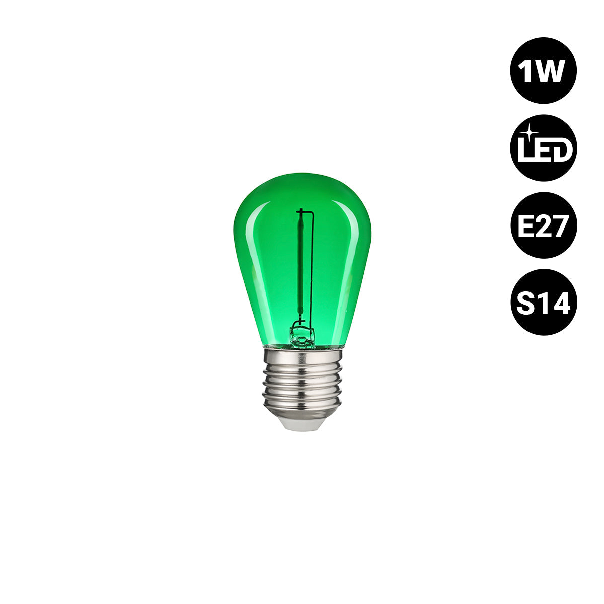Bombilla LED Filamento - S14 E27 - 1W - Cristal de colores