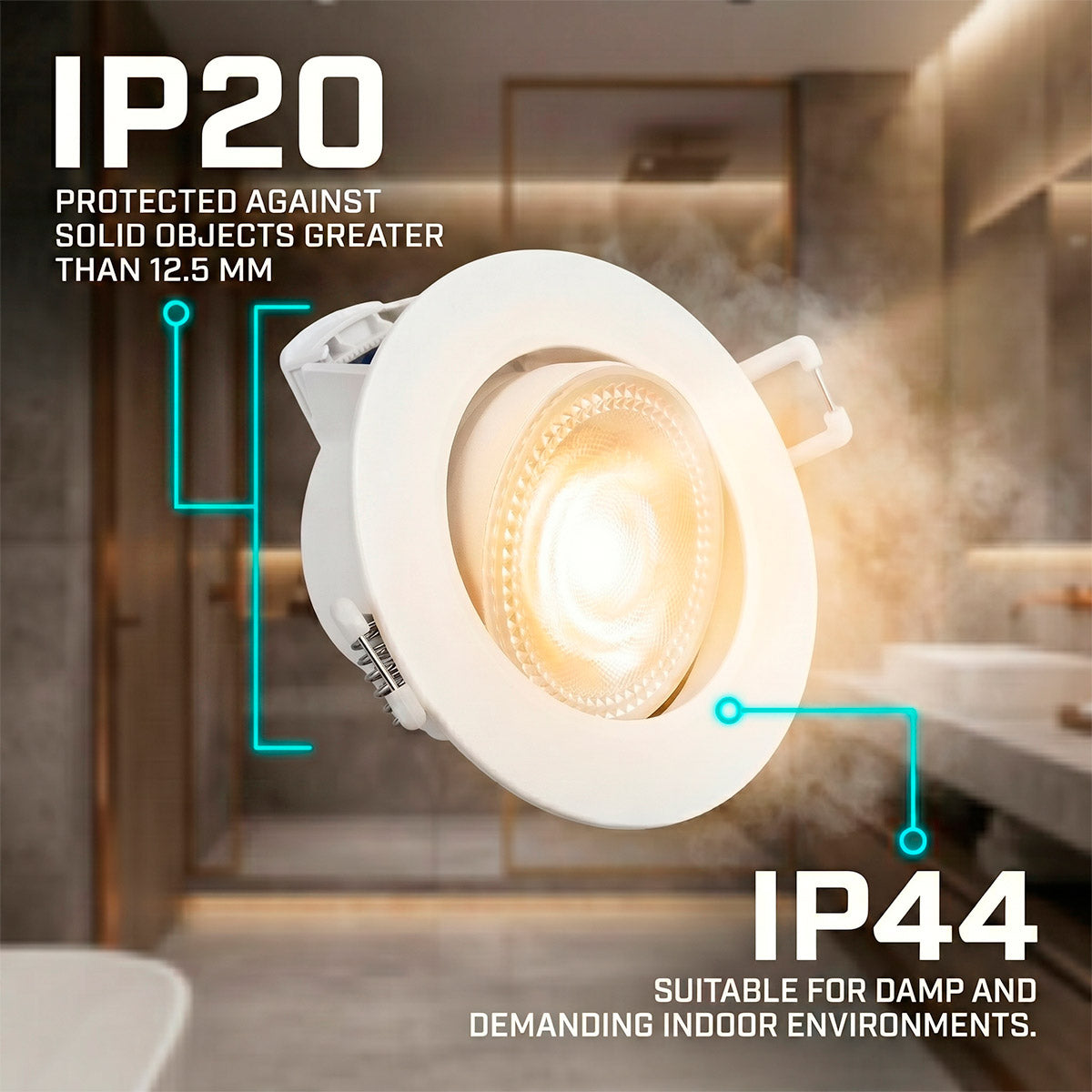 Downlight LED "Avalor" basculante - TRIAC dimmable - 5.5W - CCT - Corte Ø 70mm - IP44