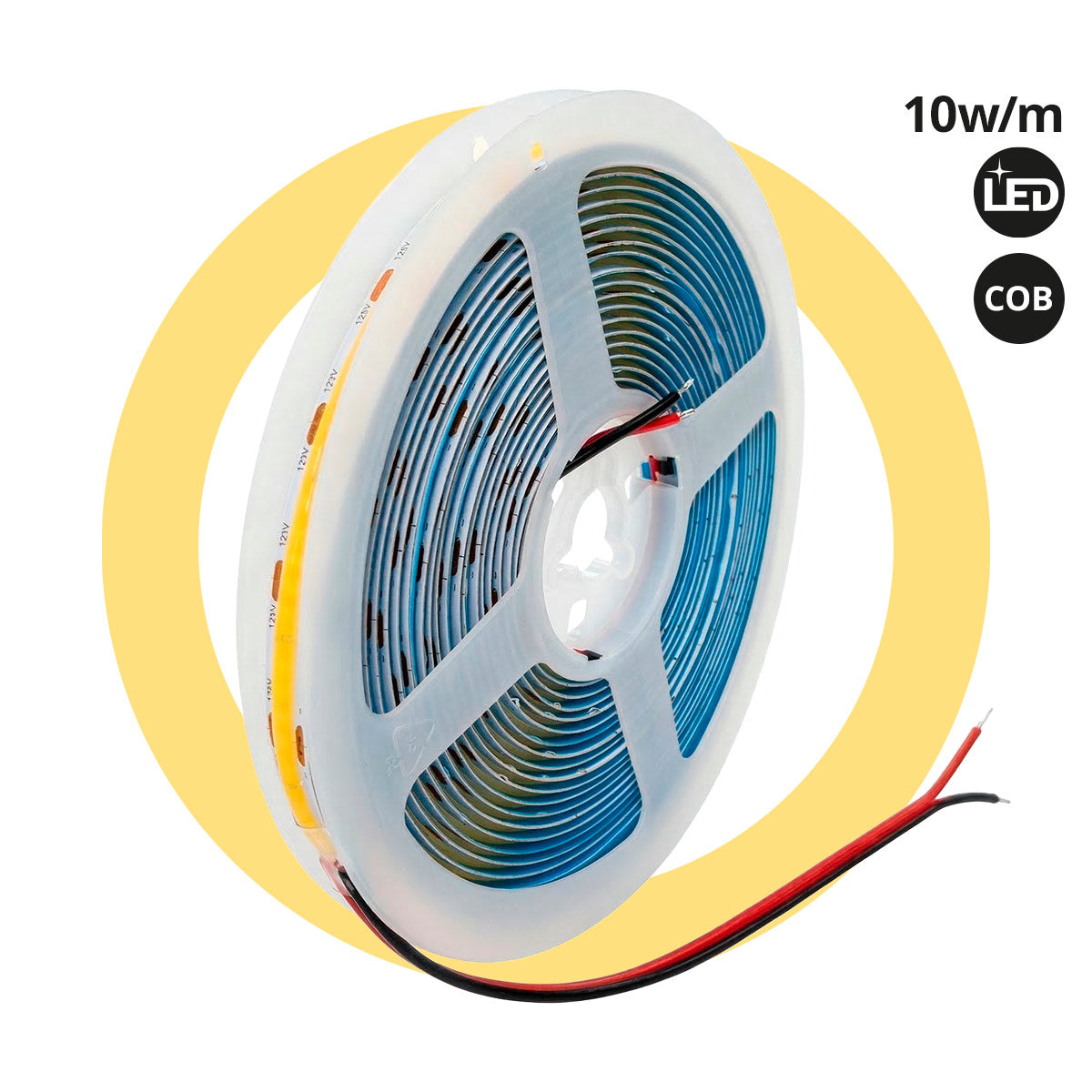 Tira LED COB 12V DC monocolor - 10W/m - 8mm - CRI90 - IP20 - 5 metros