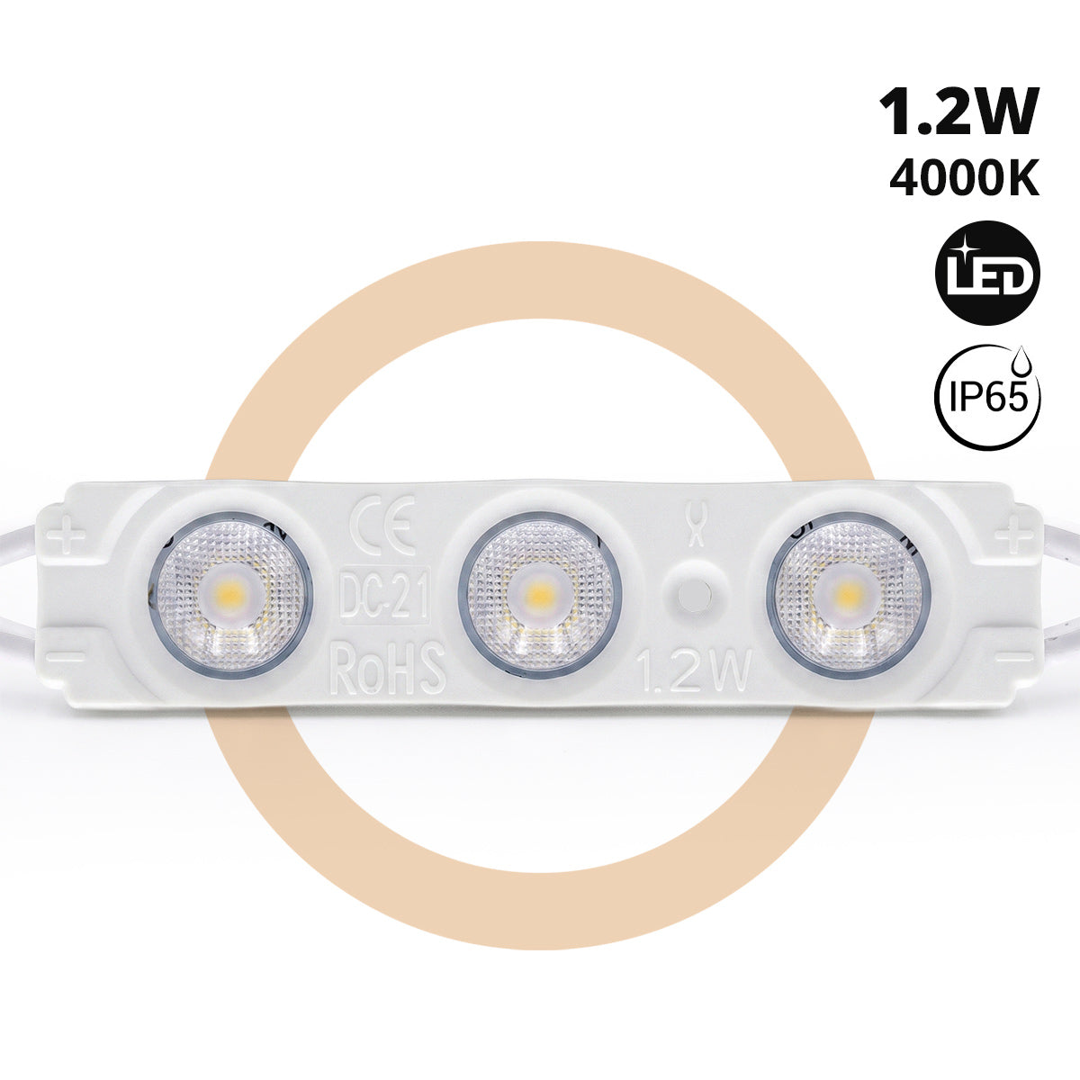 Módulo LED monocolor para rótulos - 1.2W - 12V - 160° - IP65