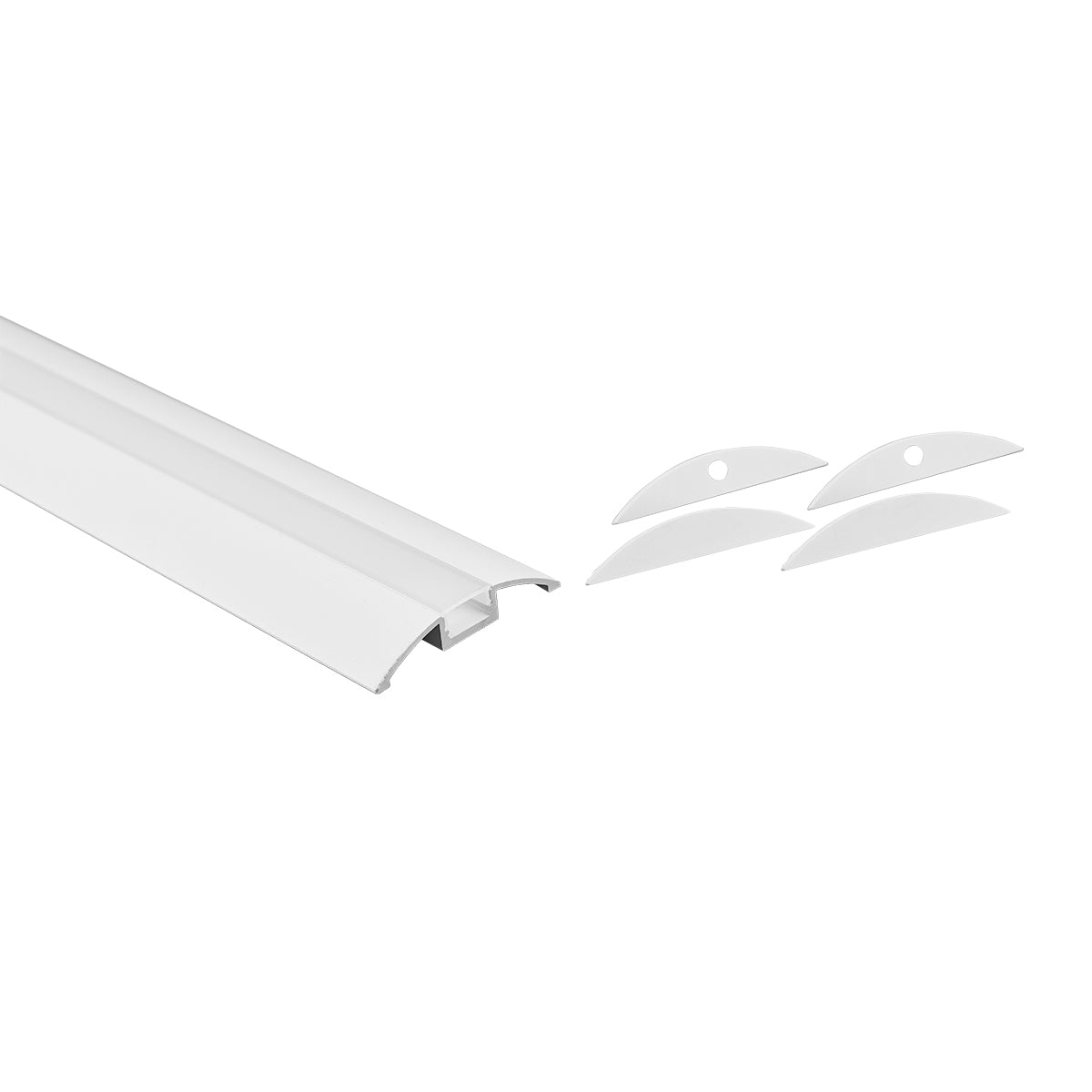 Perfil de aluminio para tira LED - Media luna - Kit completo - 58x9mm - 2 metros