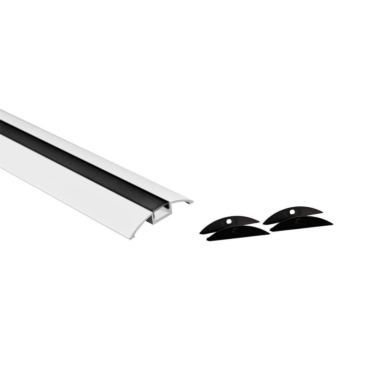 Perfil de aluminio para tira LED - Media luna - Kit completo - 58x9mm - 2 metros