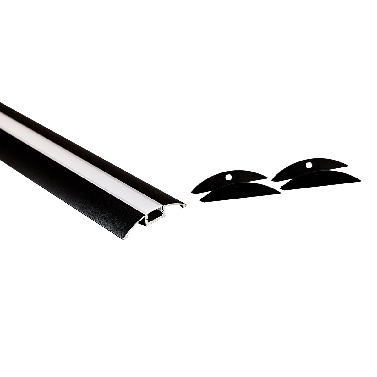 Perfil de aluminio para tira LED - Media luna - Kit completo - 58x9mm - 2 metros