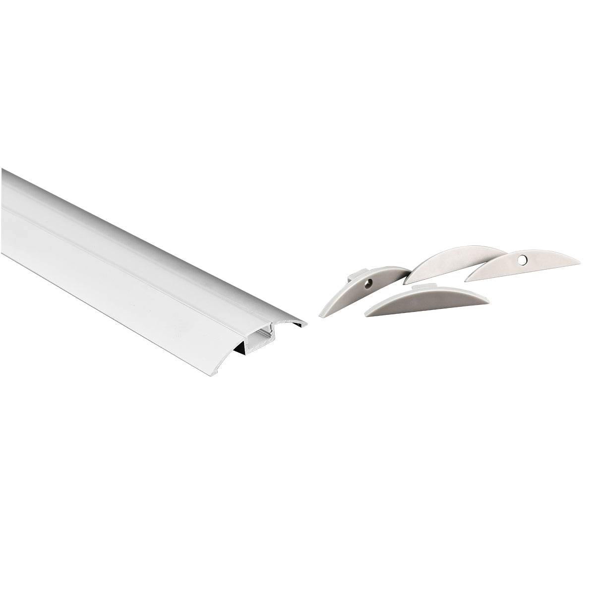 Perfil de aluminio para tira LED - Media luna - Kit completo - 58x9mm - 2 metros