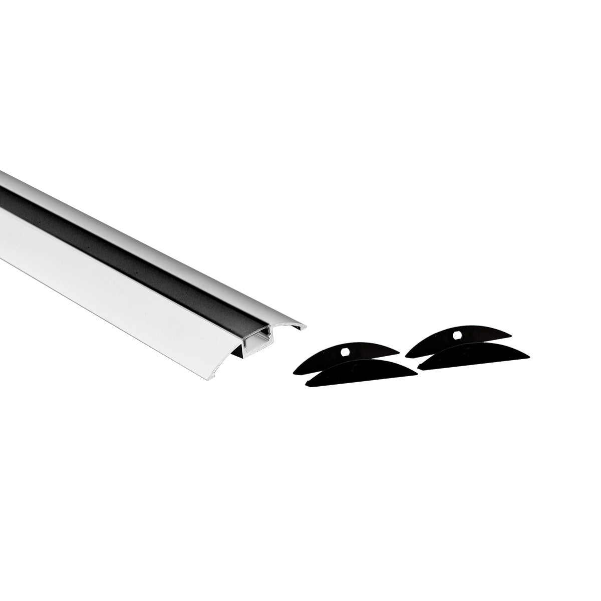 Perfil de aluminio para tira LED - Media luna - Kit completo - 58x9mm - 2 metros