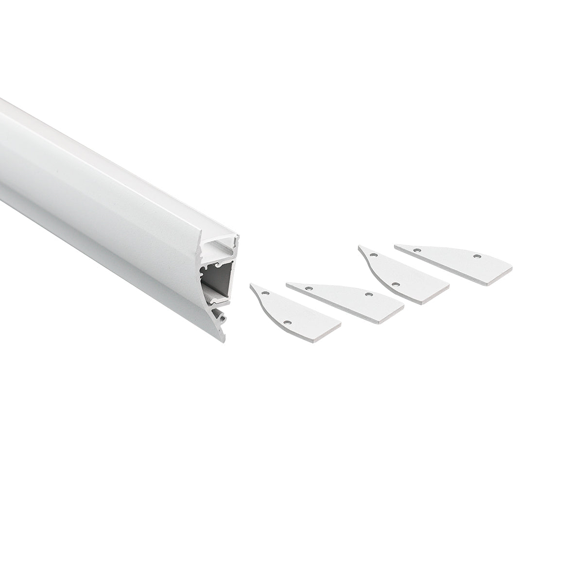 Perfil de aluminio para tira LED - Bañador de pared - Kit completo - 18x44mm - 2 metros
