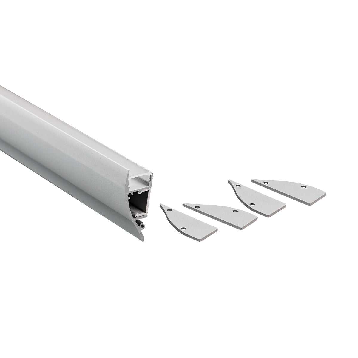 Perfil de aluminio para tira LED - Bañador de pared - Kit completo - 18x44mm - 2 metros