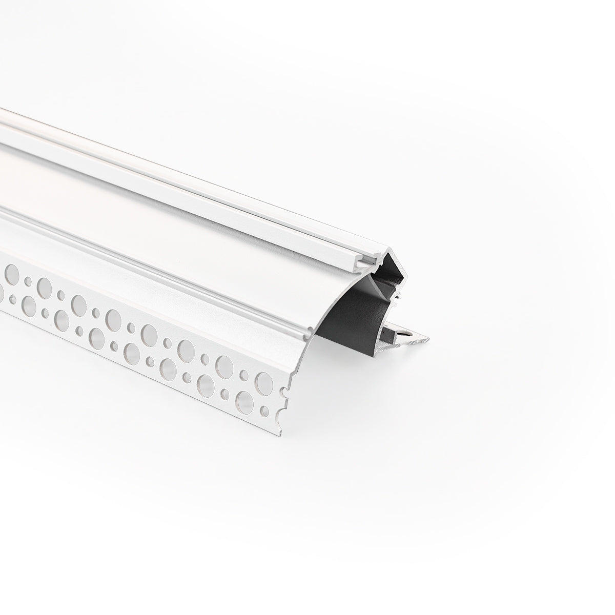 Perfil tira LED integración / trimless de esquina - Efecto bañador - 59 x 72mm - Kit completo - 2 metros