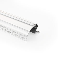Perfil tira LED integración / trimless de esquina - Efecto bañador - 59 x 72mm - Kit completo - 2 metros