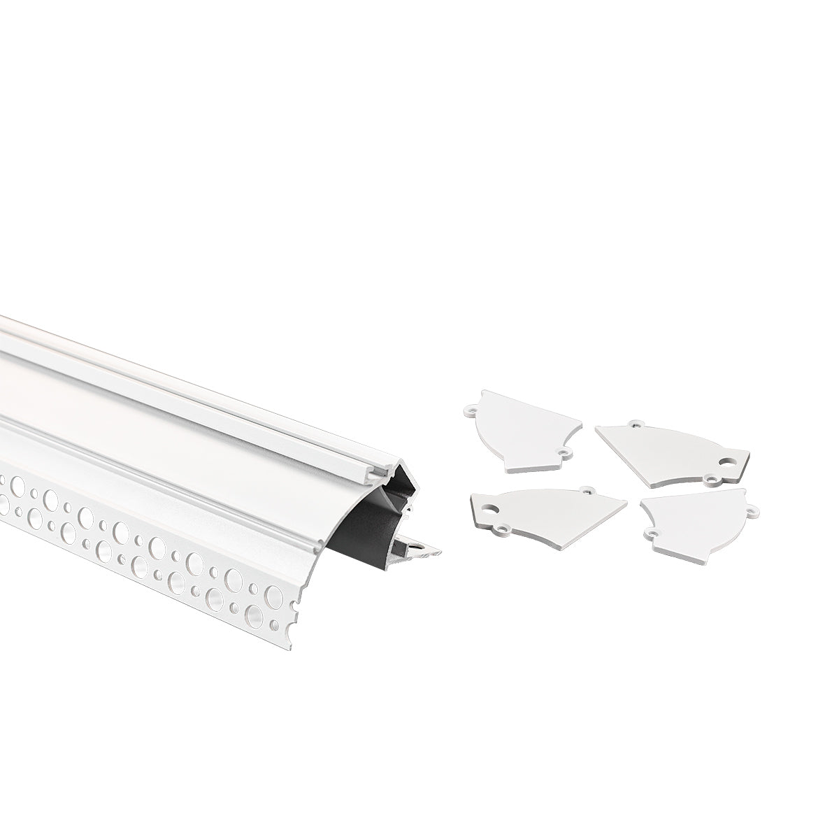 Perfil tira LED integración / trimless de esquina - Efecto bañador - 59 x 72mm - Kit completo - 2 metros