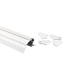 Perfil tira LED integración / trimless de esquina - Efecto bañador - 59 x 72mm - Kit completo - 2 metros