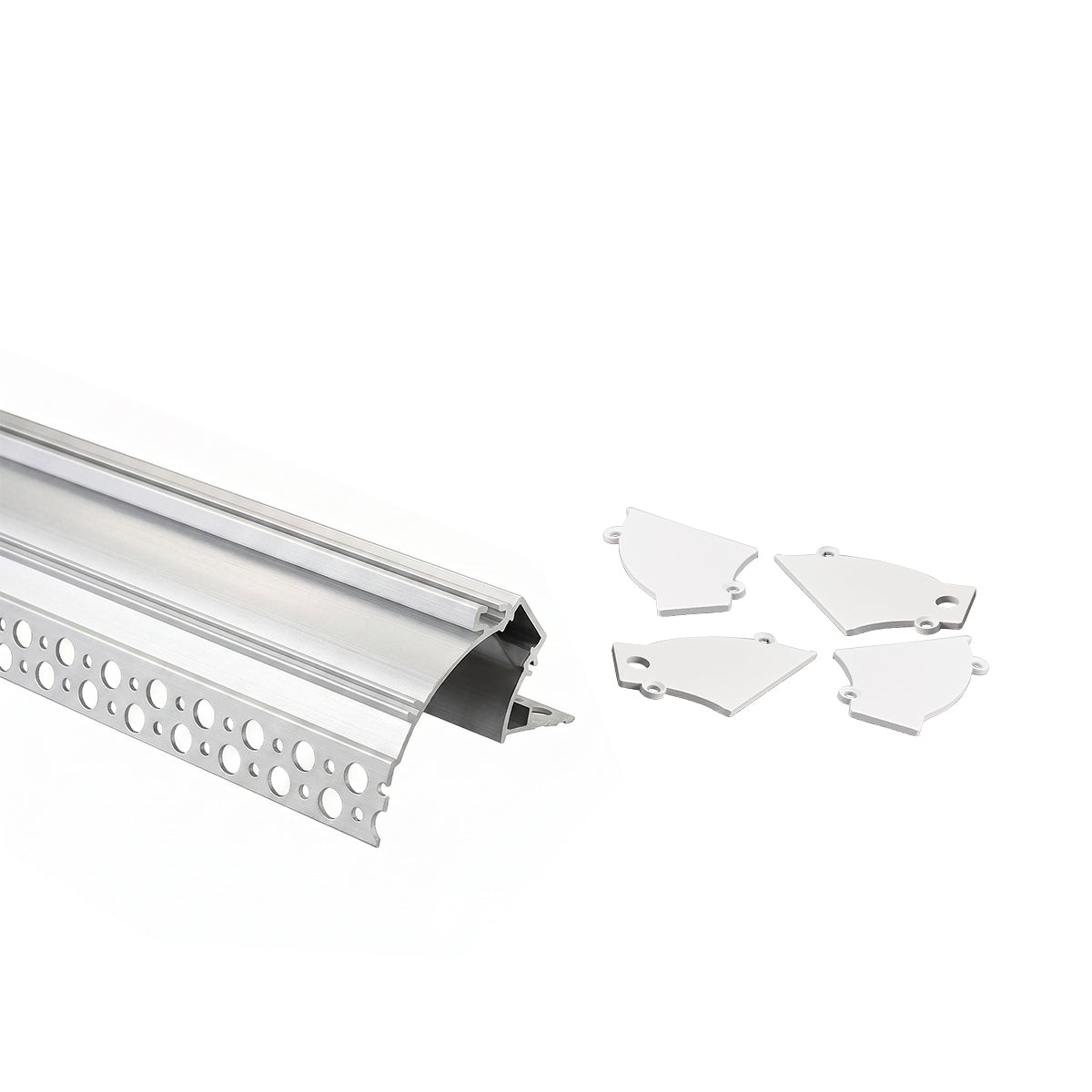 Perfil tira LED integración / trimless de esquina - Efecto bañador - 59 x 72mm - Kit completo - 2 metros