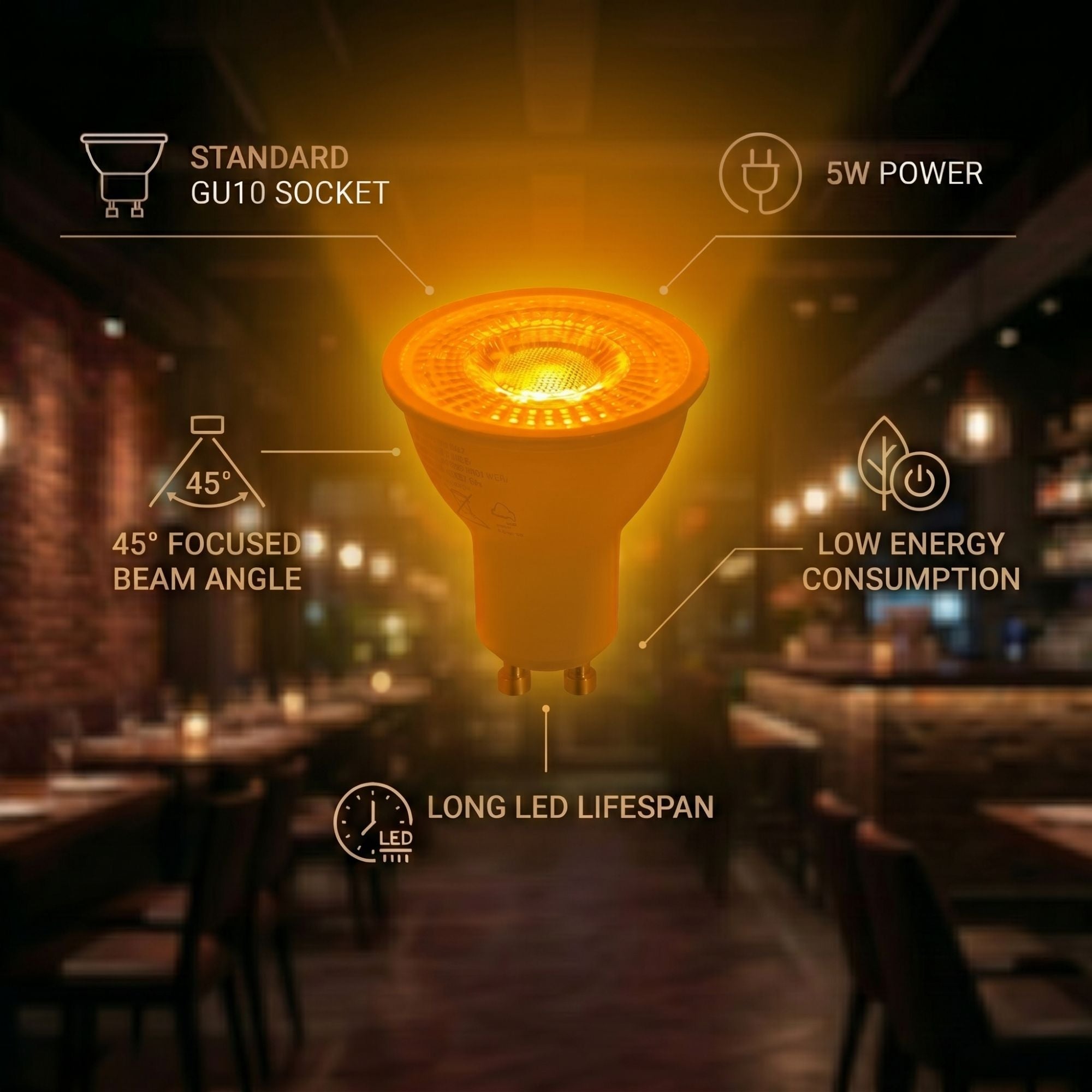 Bombilla LED de colores - GU10 - 5W - 45º