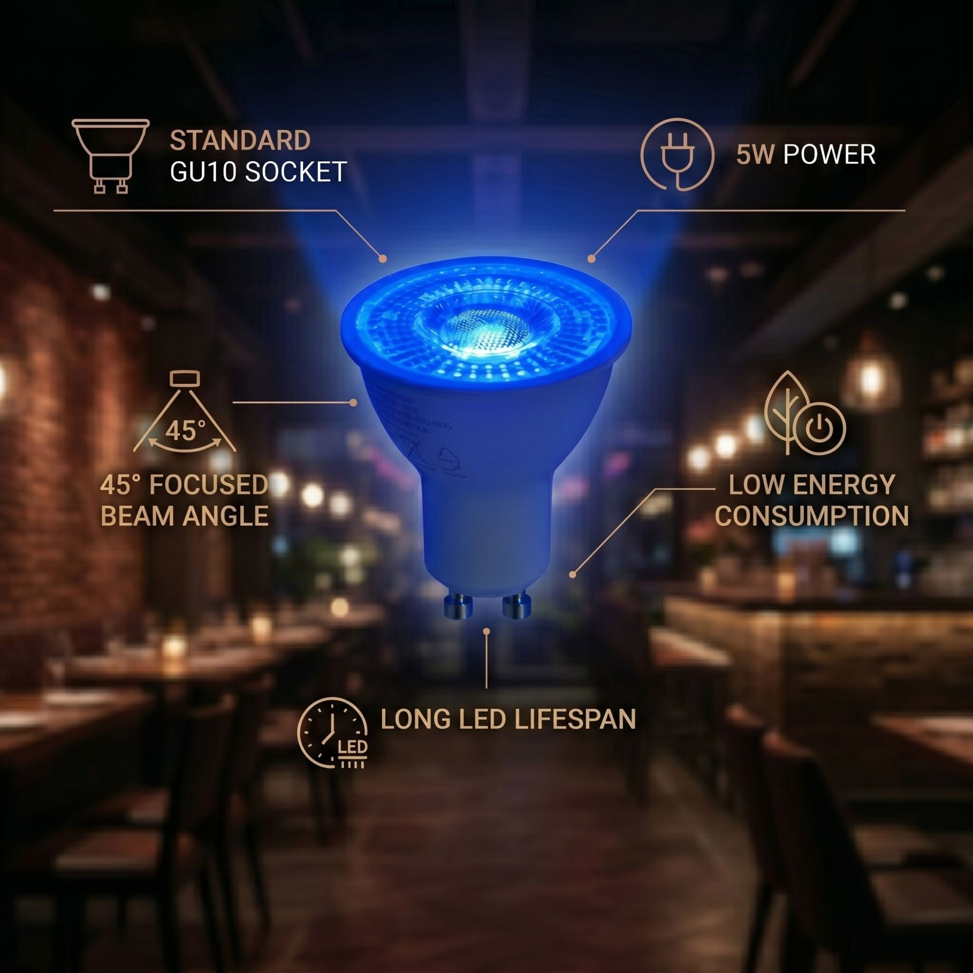 Bombilla LED de colores - GU10 - 5W - 45º