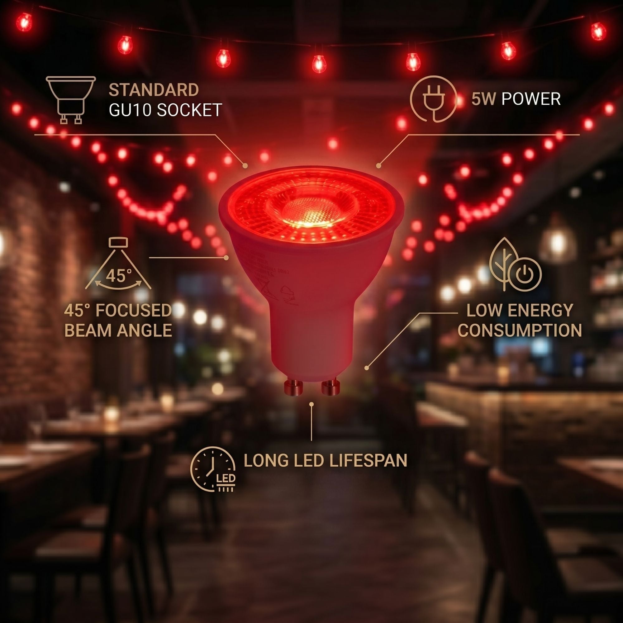 Bombilla LED de colores - GU10 - 5W - 45º