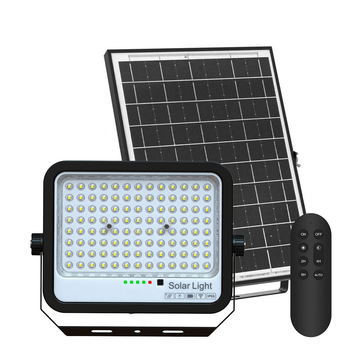 Proyector solar con panel y mando a distancia - 100W - Large - 6500K - IP65