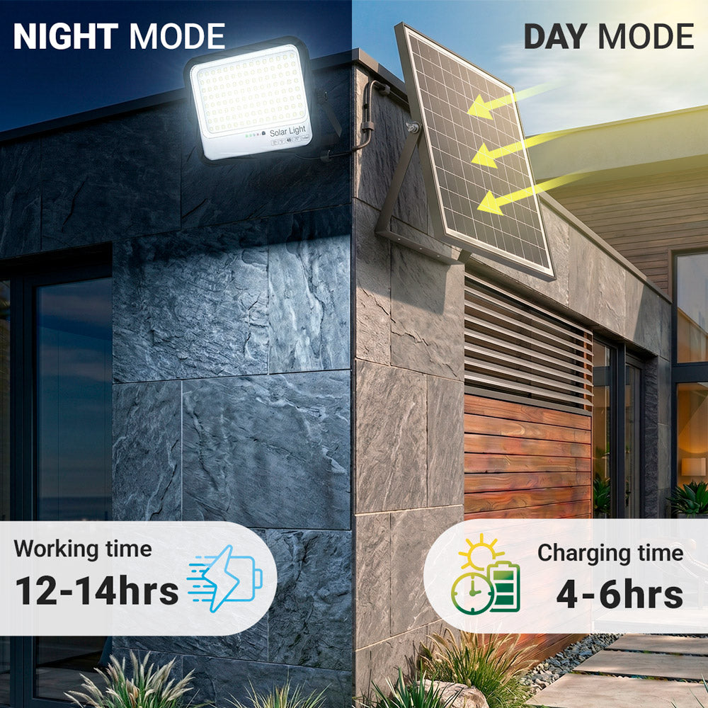 Proyector solar con panel y mando a distancia - 150W - 6500K - IP65