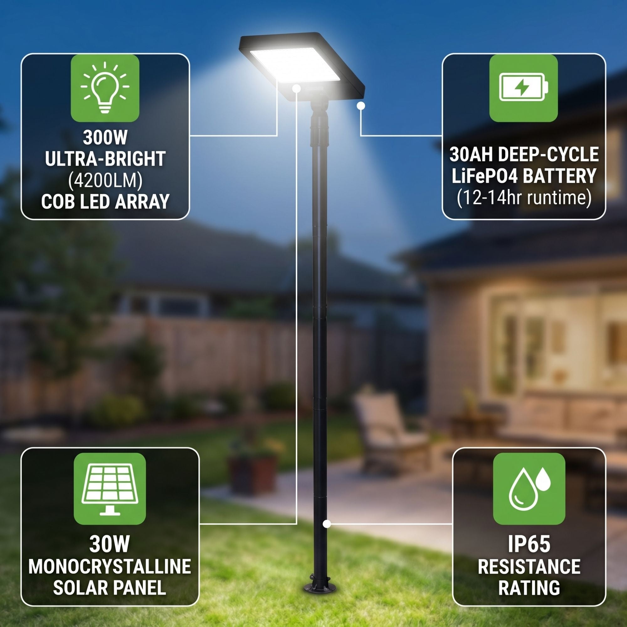 Farola solar con panel y mando a distancia - LED CCT - 240W - IP54