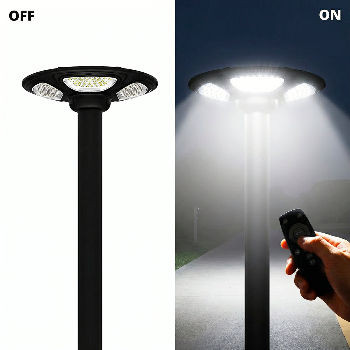 Farola solar con panel y mando a distancia - Sensor PIR - 150W - 6500K - IP54