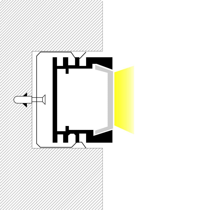 Perfil tira LED empotrable con difusor - 27x10,65mm - Tira LED 12mm - 2 metros - 1,05mm