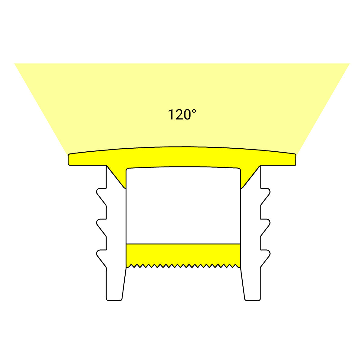 Funda de silicona flexible blanca - Tira LED a neón - 10x10 mm - Curvatura vertical - Empotrable