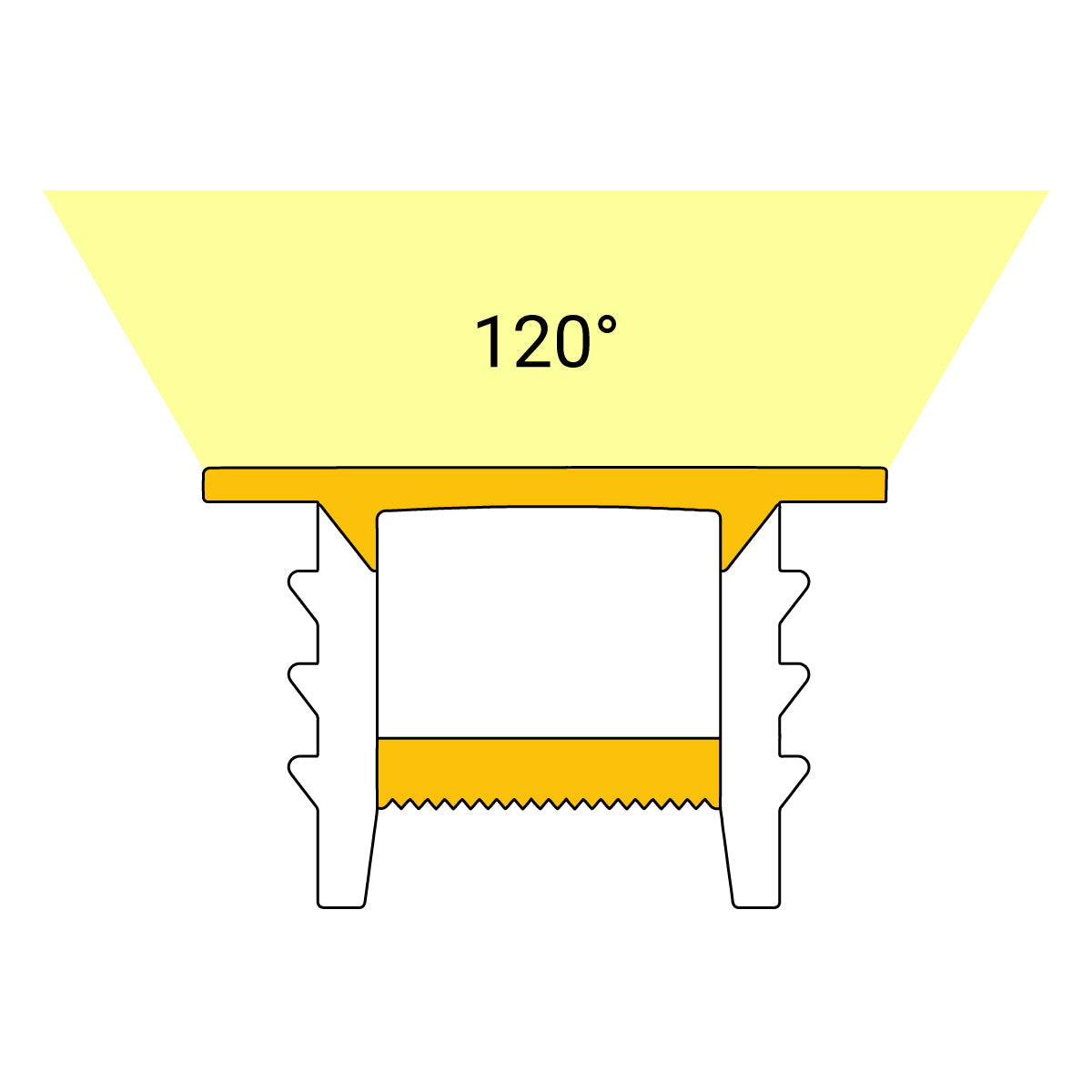Funda de silicona flexible blanca - Tira LED a neón - 12x12 mm - Curvatura vertical - Empotrable