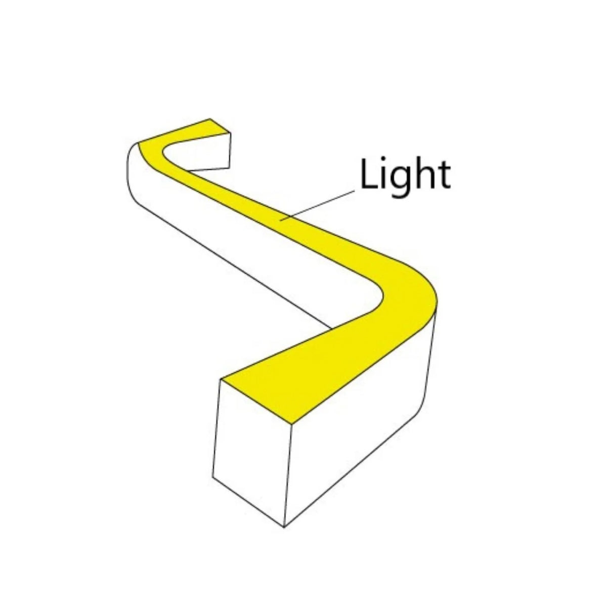 Funda de silicona flexible blanca - Tira LED a neón - 4x8 mm - Curvatura horizontal - Superficie