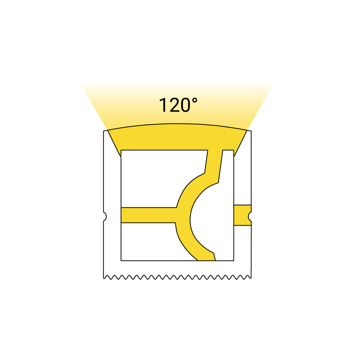 Funda de silicona flexible blanca - Tira LED a neón - 10x10 mm - Curvatura horizontal - Superficie