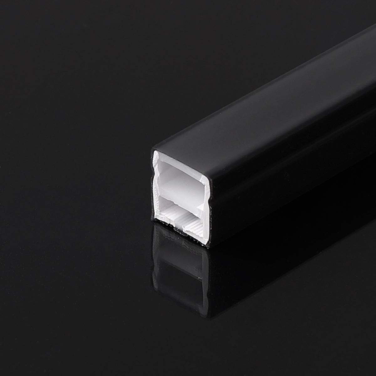 Funda de silicona flexible negra - Tira LED a neón - 12x12 mm - Superficie