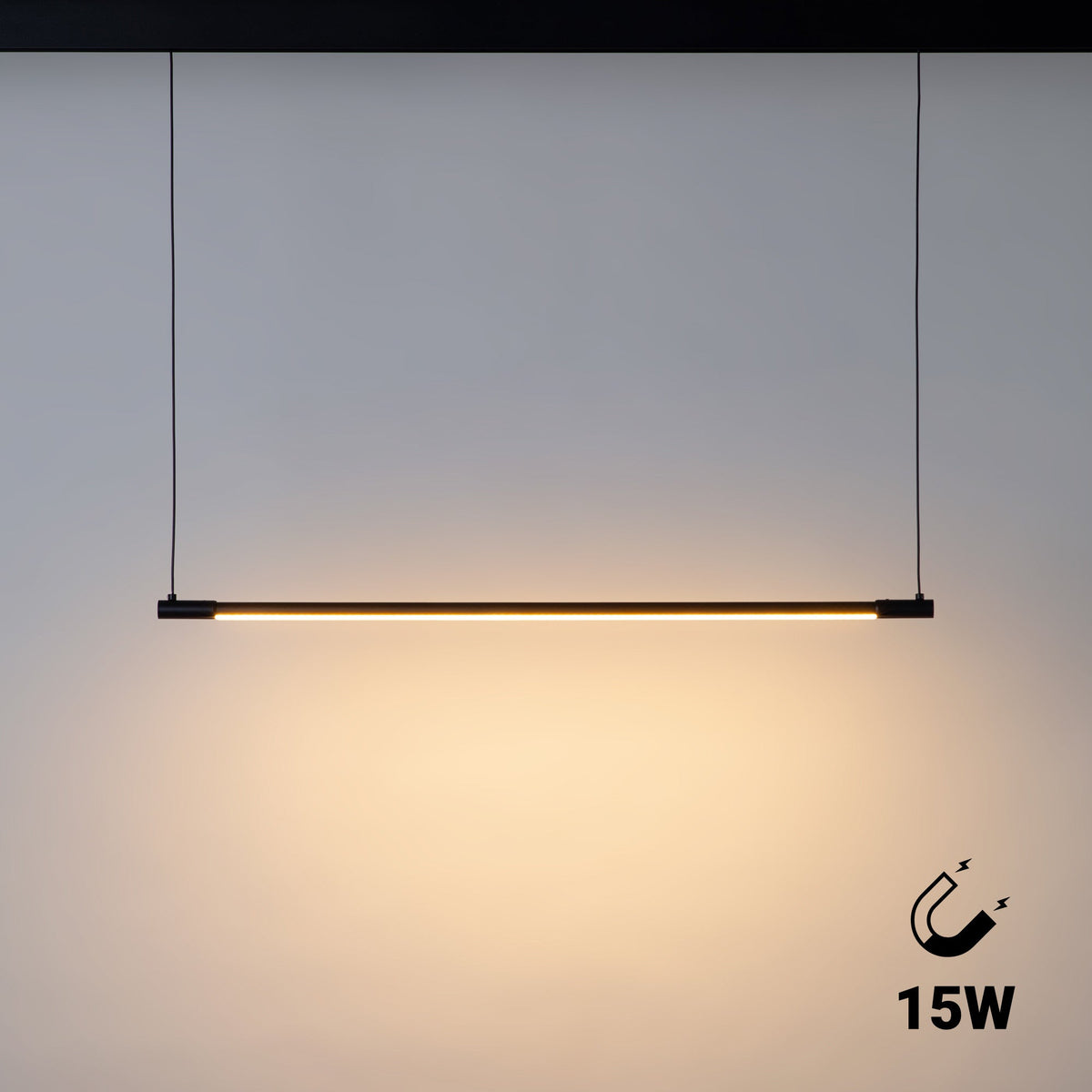 Lámpara colgante LED horizontal para carril magnético - 48V - 15W - 2800K - 80cm