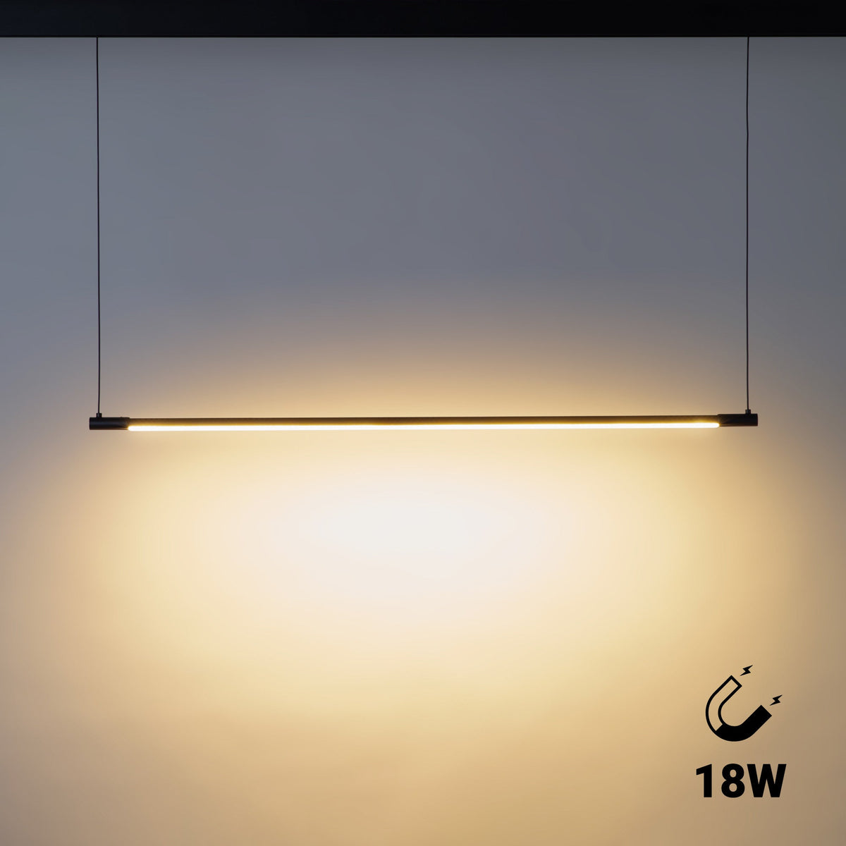 Lámpara colgante LED horizontal para carril magnético - 48V - 18W - 2800K - 100cm