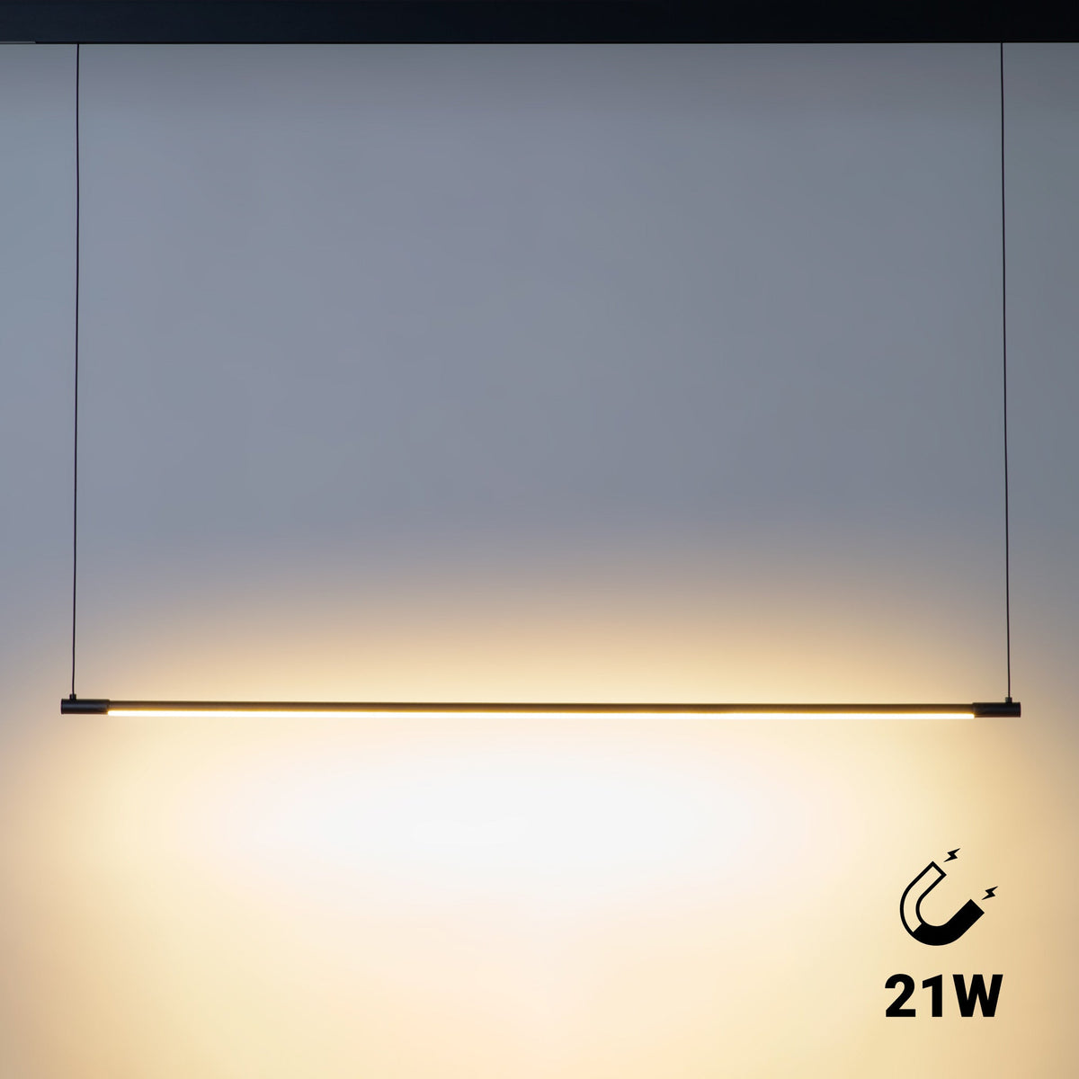 Lámpara colgante LED horizontal para carril magnético - 48V - 21W - 2800K - 120cm