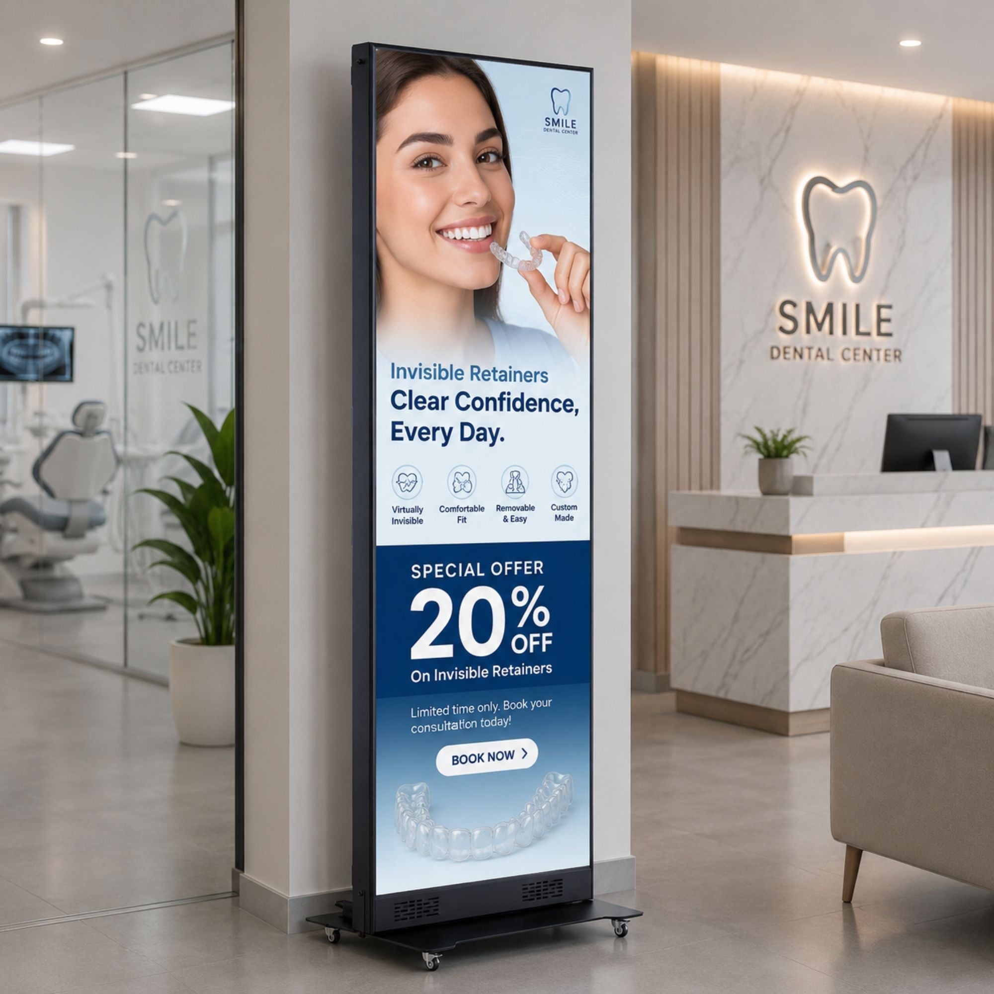 Pantalla LED tipo Póster Plegable P1.86 | 344x1032 px | Cartel Digital Interior