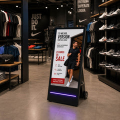 Display publicitario portátil 43'' para interior con ruedas y batería - LCD Full HD