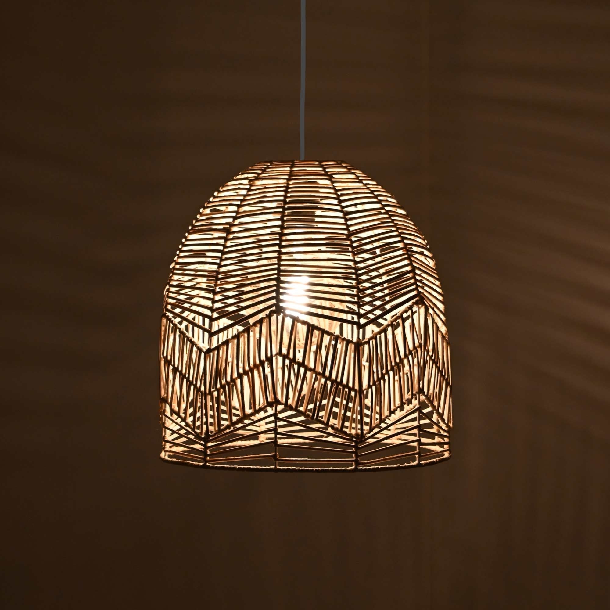 Lámpara colgante de mimbre "NORMA" - Ø35cm - Con interruptor y enchufe - E27