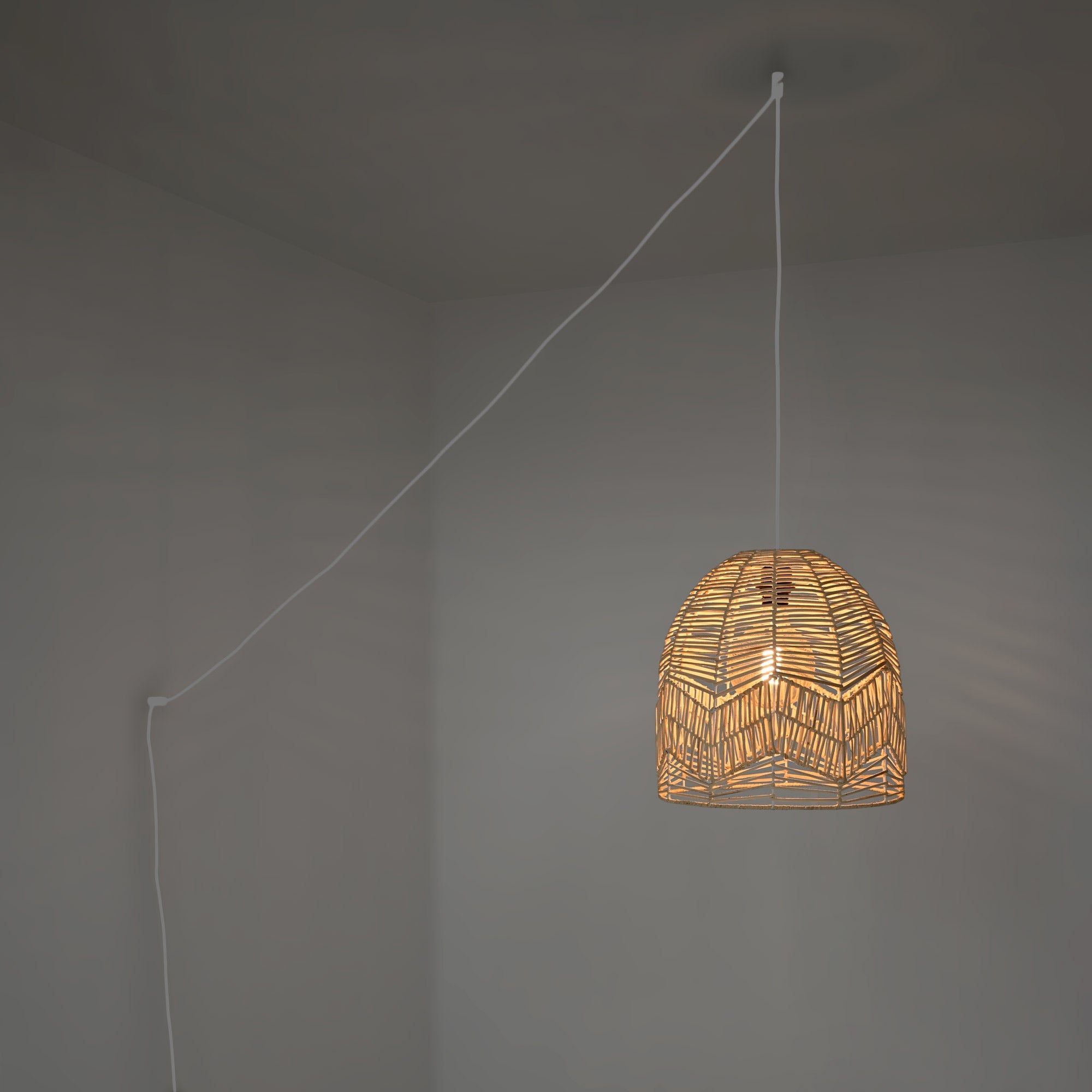 Lámpara colgante de mimbre "NORMA" - Ø35cm - Con interruptor y enchufe - E27