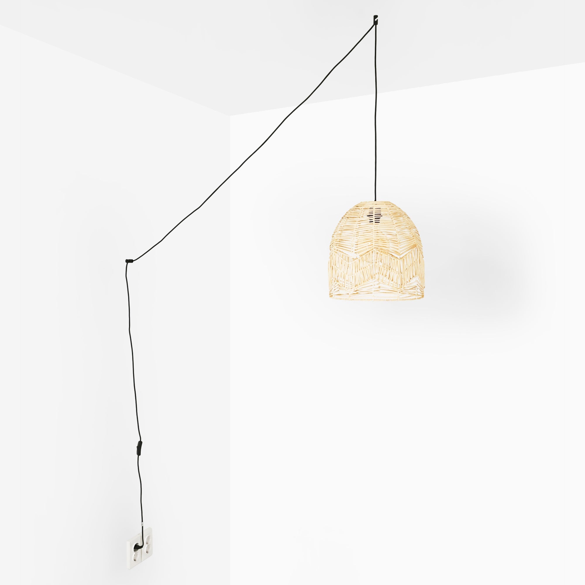 Lámpara colgante de mimbre "NORMA" - Ø35cm - Con interruptor y enchufe - E27