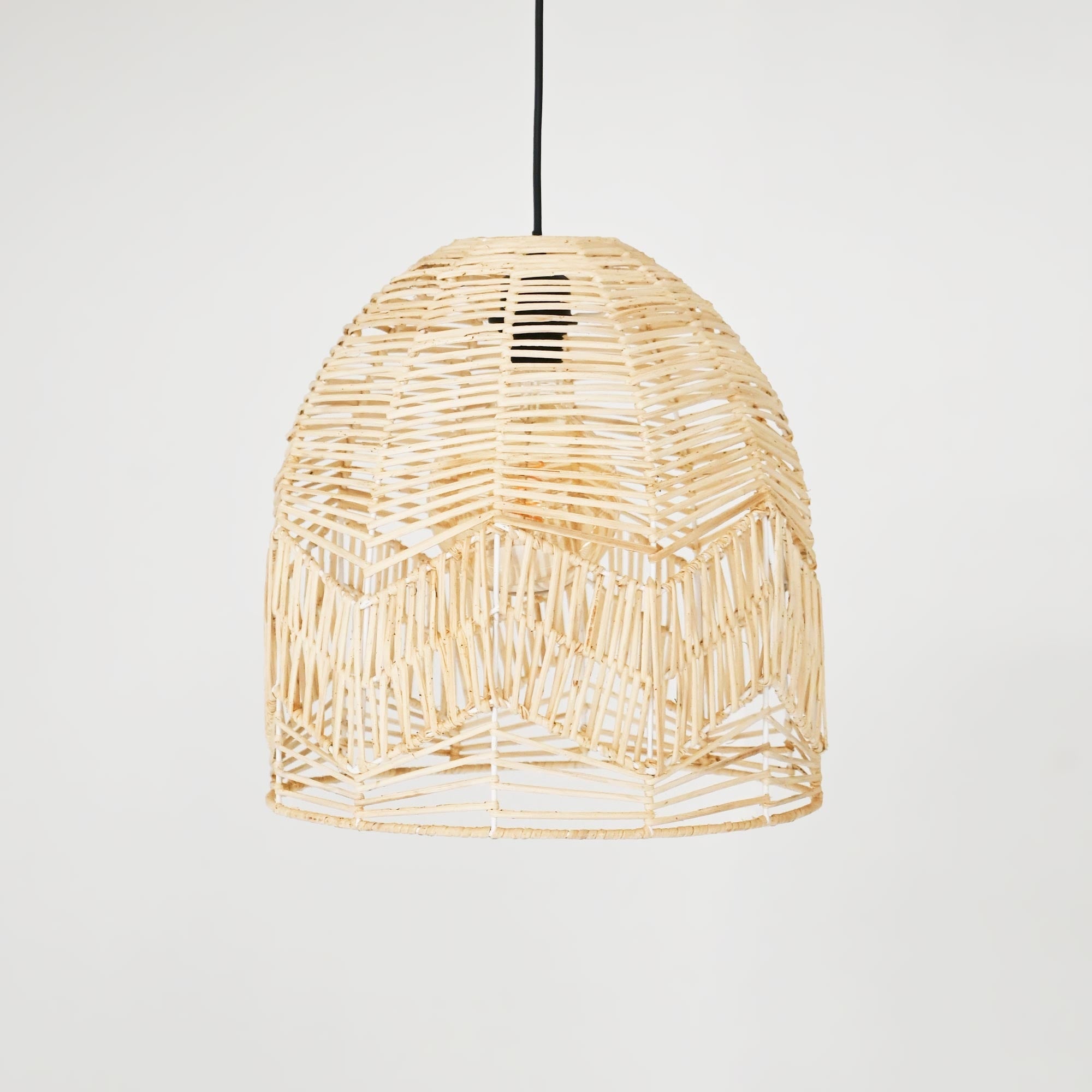 Lámpara colgante de mimbre "NORMA" - Ø35cm - Con interruptor y enchufe - E27