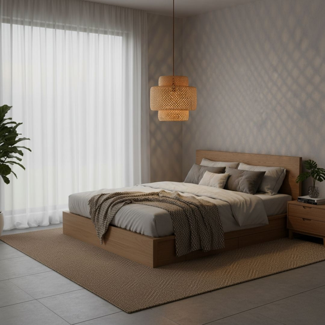 Lámpara colgante de mimbre "JENSEN" - Ø40cm - E27