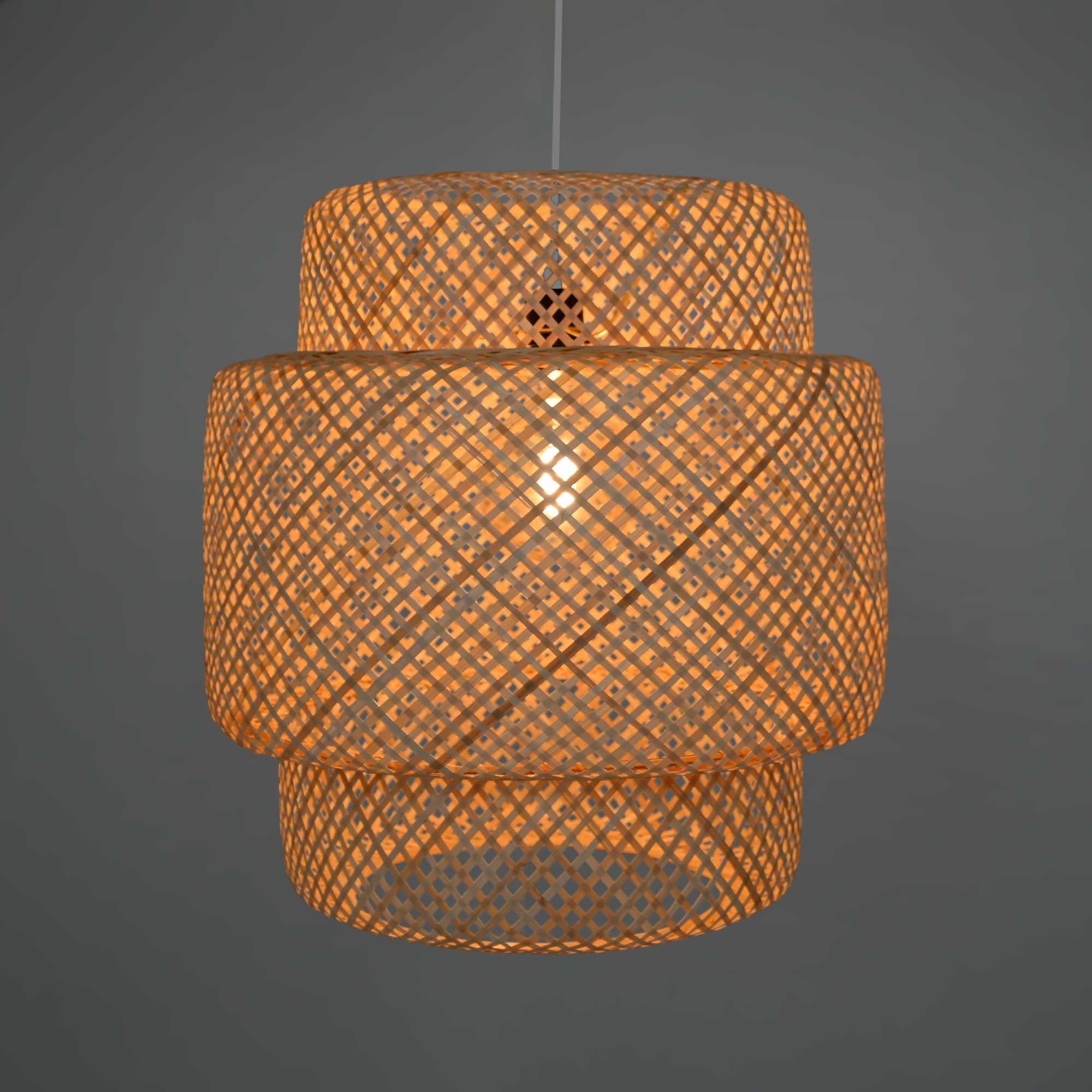 Lámpara colgante de mimbre "JENSEN" - Ø50cm - Con interruptor y enchufe - E27