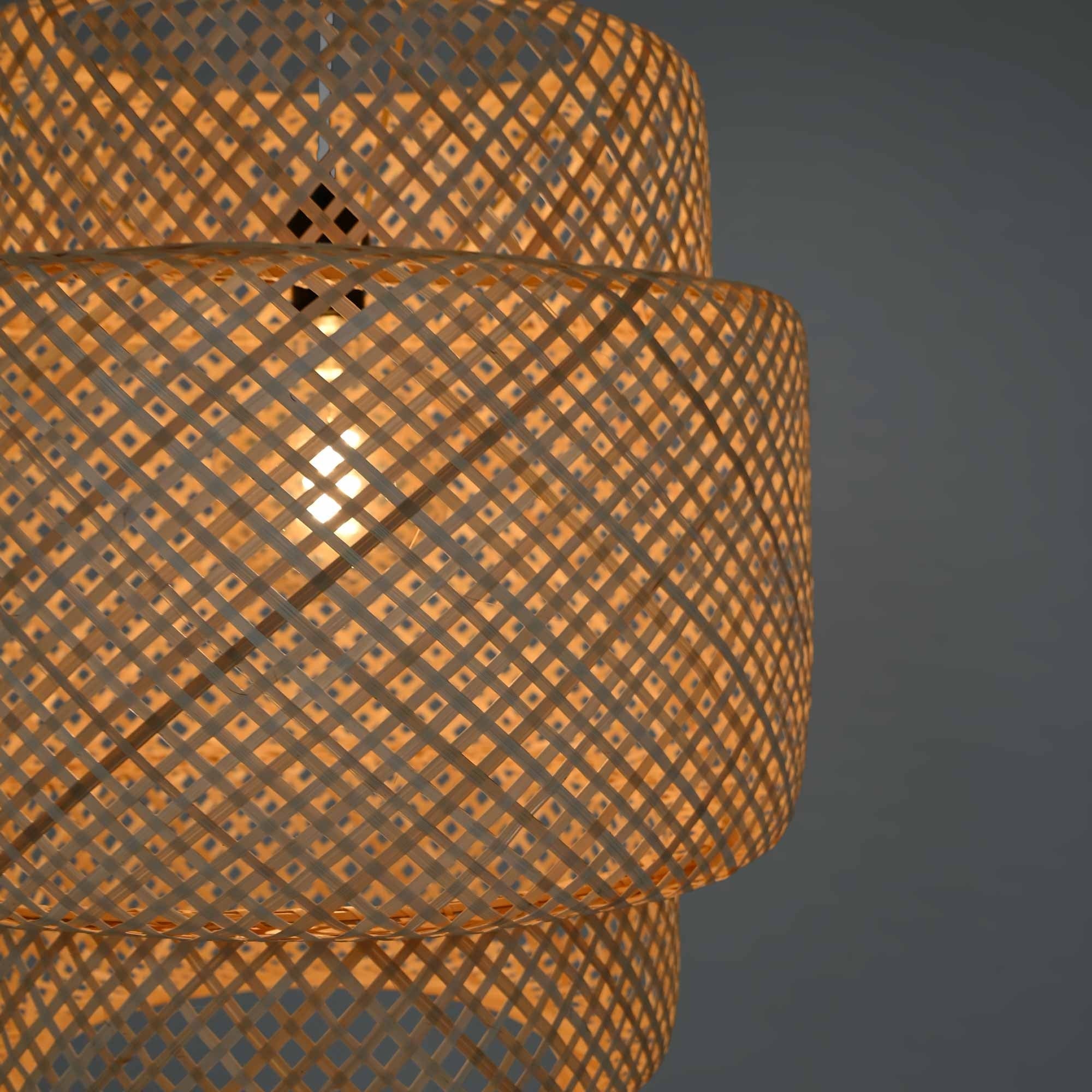 Lámpara colgante de mimbre "JENSEN" - Ø50cm - Con interruptor y enchufe - E27