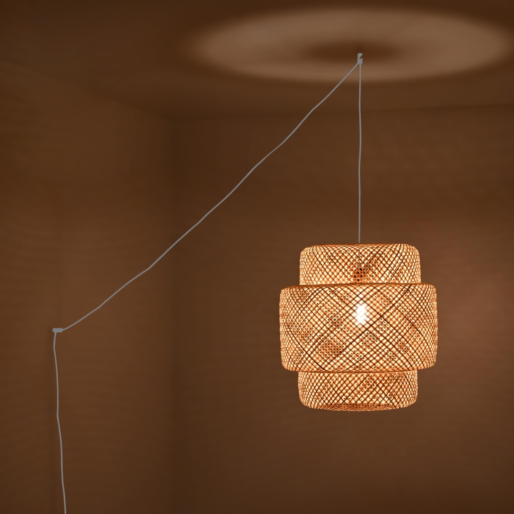 Lámpara colgante de mimbre "JENSEN" - Ø50cm - Con interruptor y enchufe - E27