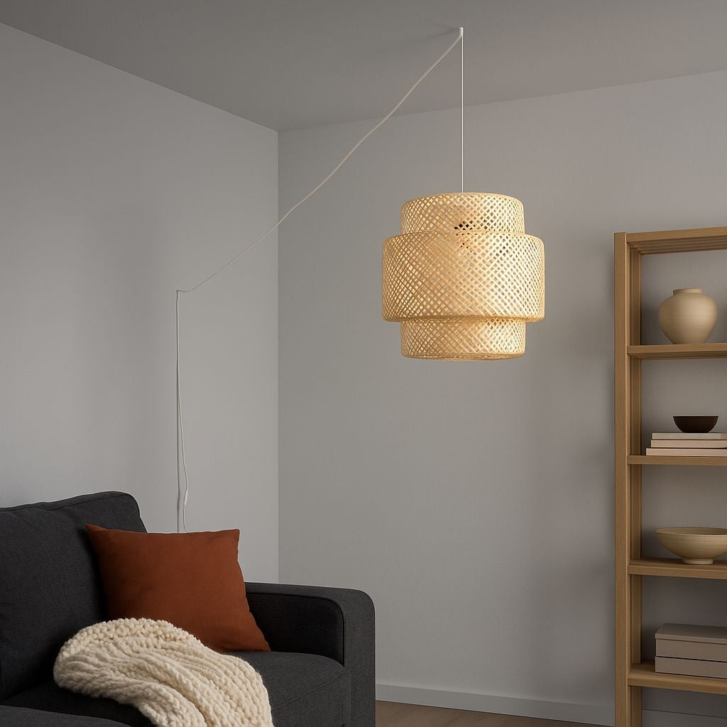 Lámpara colgante de mimbre "JENSEN" - Ø50cm - Con interruptor y enchufe - E27