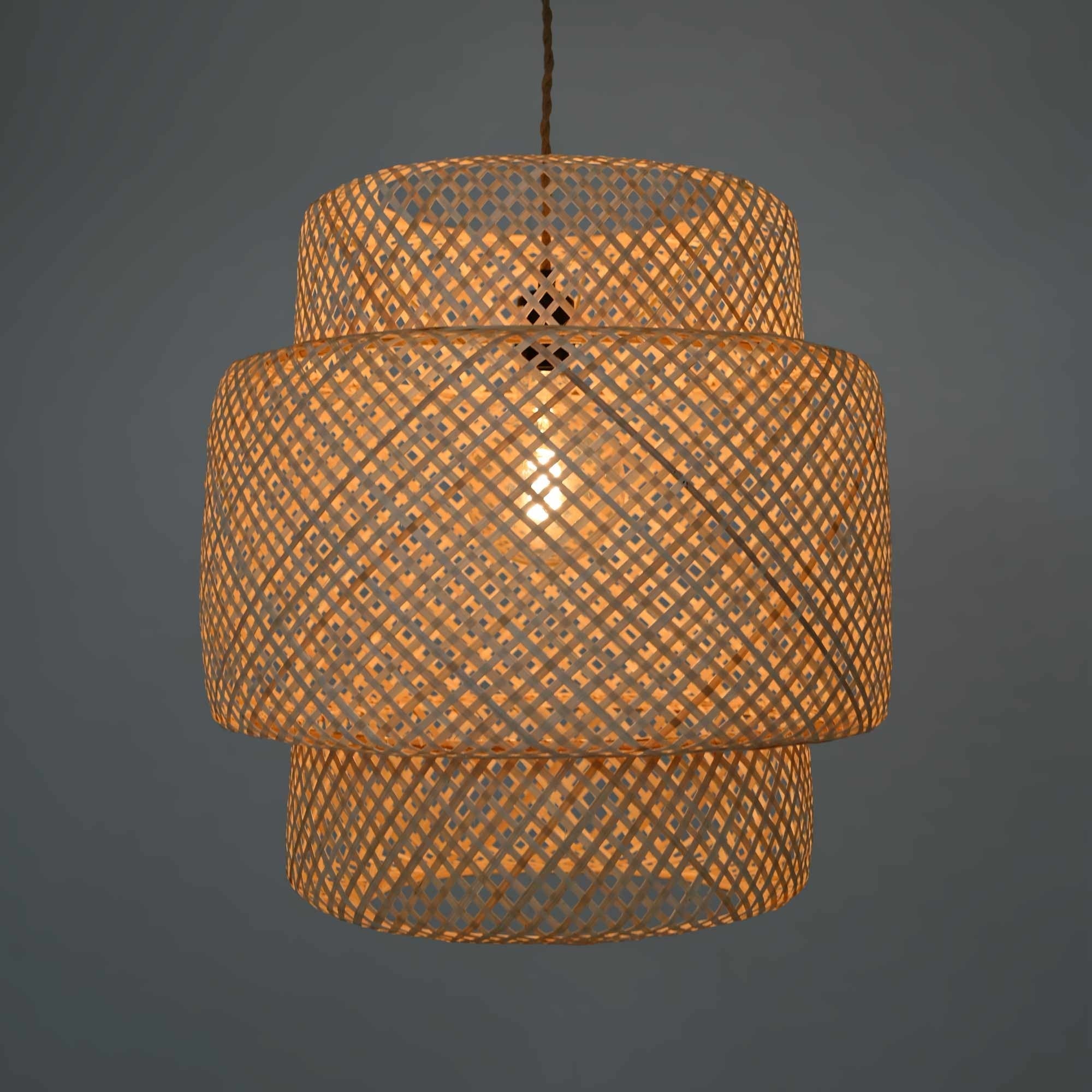 Lámpara colgante de mimbre "JENSEN" - Ø50cm - Con interruptor y enchufe - E27