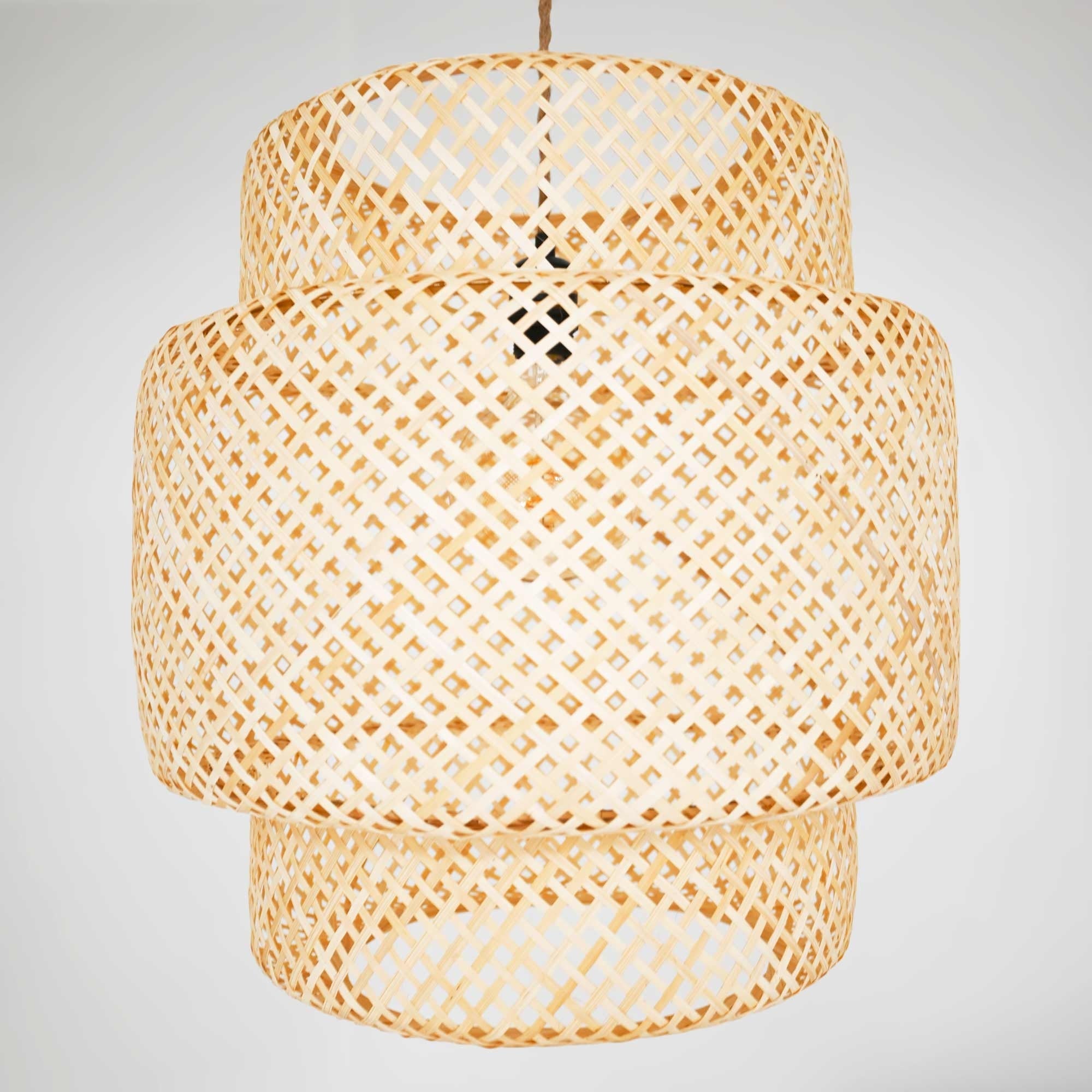 Lámpara colgante de mimbre "JENSEN" - Ø50cm - Con interruptor y enchufe - E27