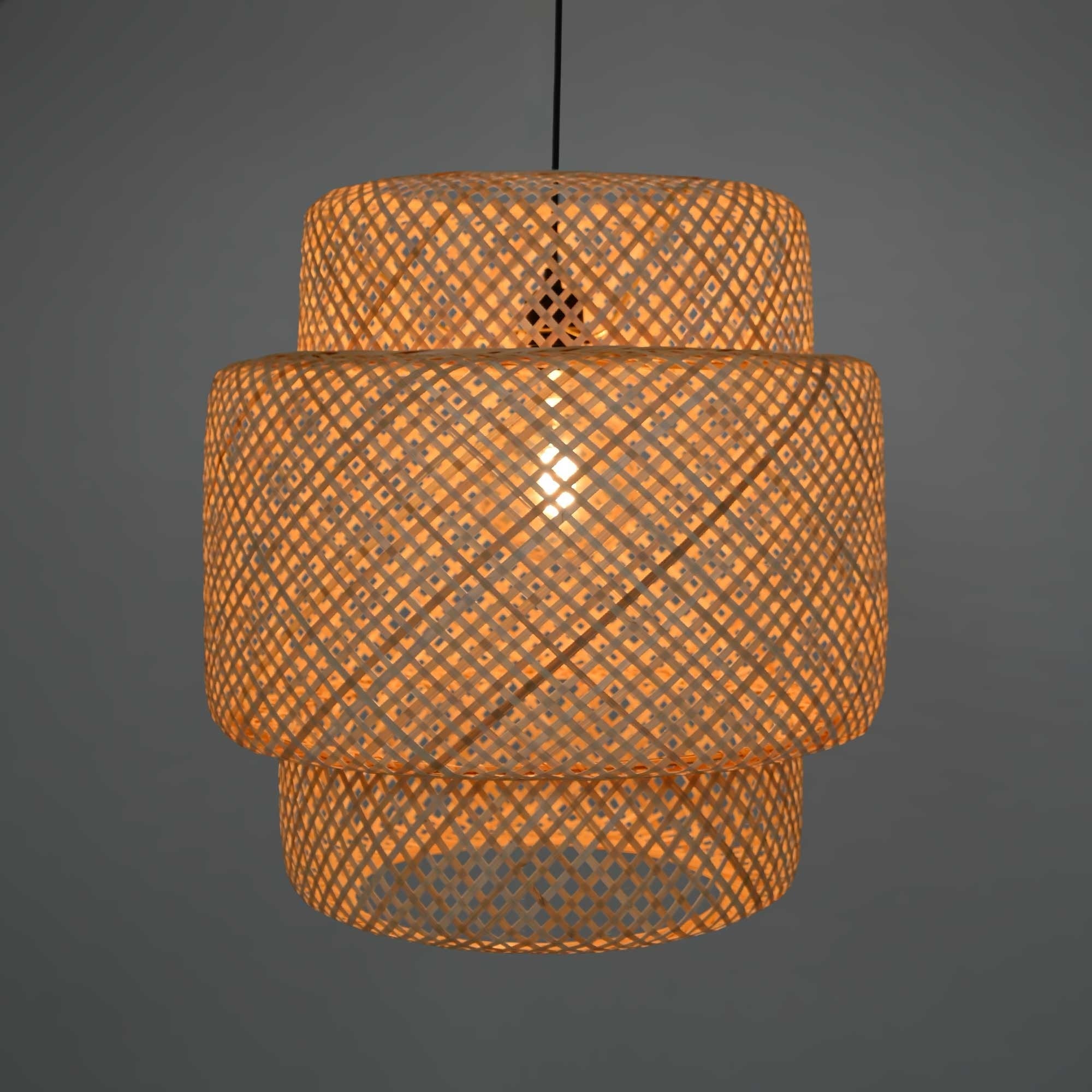 Lámpara colgante de mimbre "JENSEN" - Ø50cm - Con interruptor y enchufe - E27