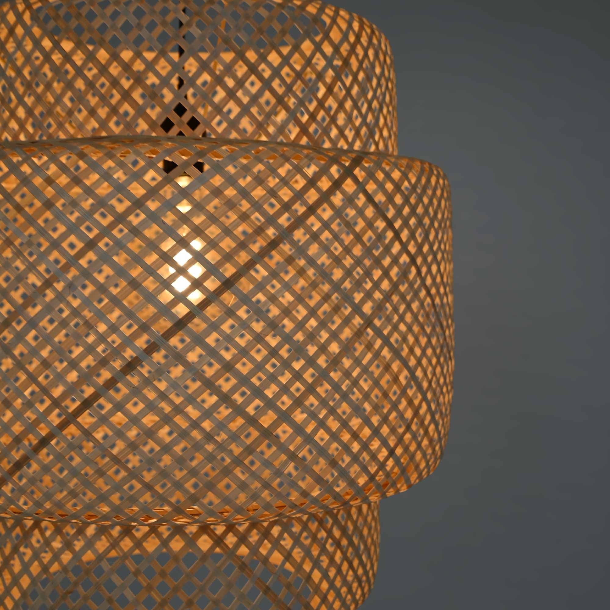 Lámpara colgante de mimbre "JENSEN" - Ø50cm - Con interruptor y enchufe - E27