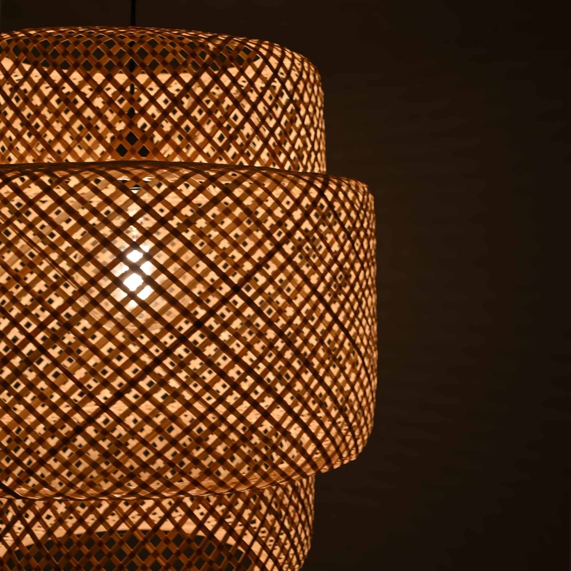 Lámpara colgante de mimbre "JENSEN" - Ø50cm - Con interruptor y enchufe - E27
