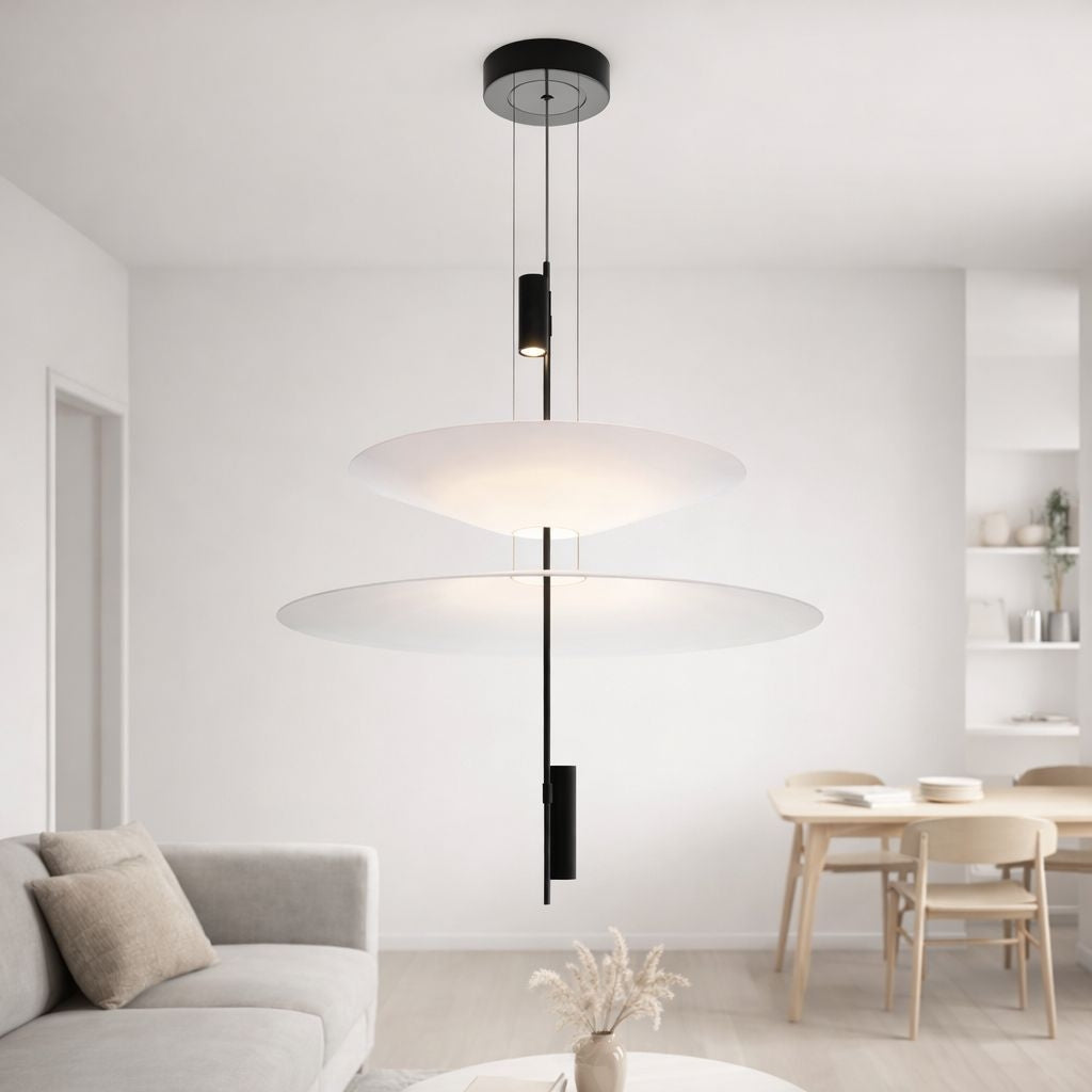 Lámpara colgante de diseño "CRANE" - Discos asimétricos - 15W - 2800K